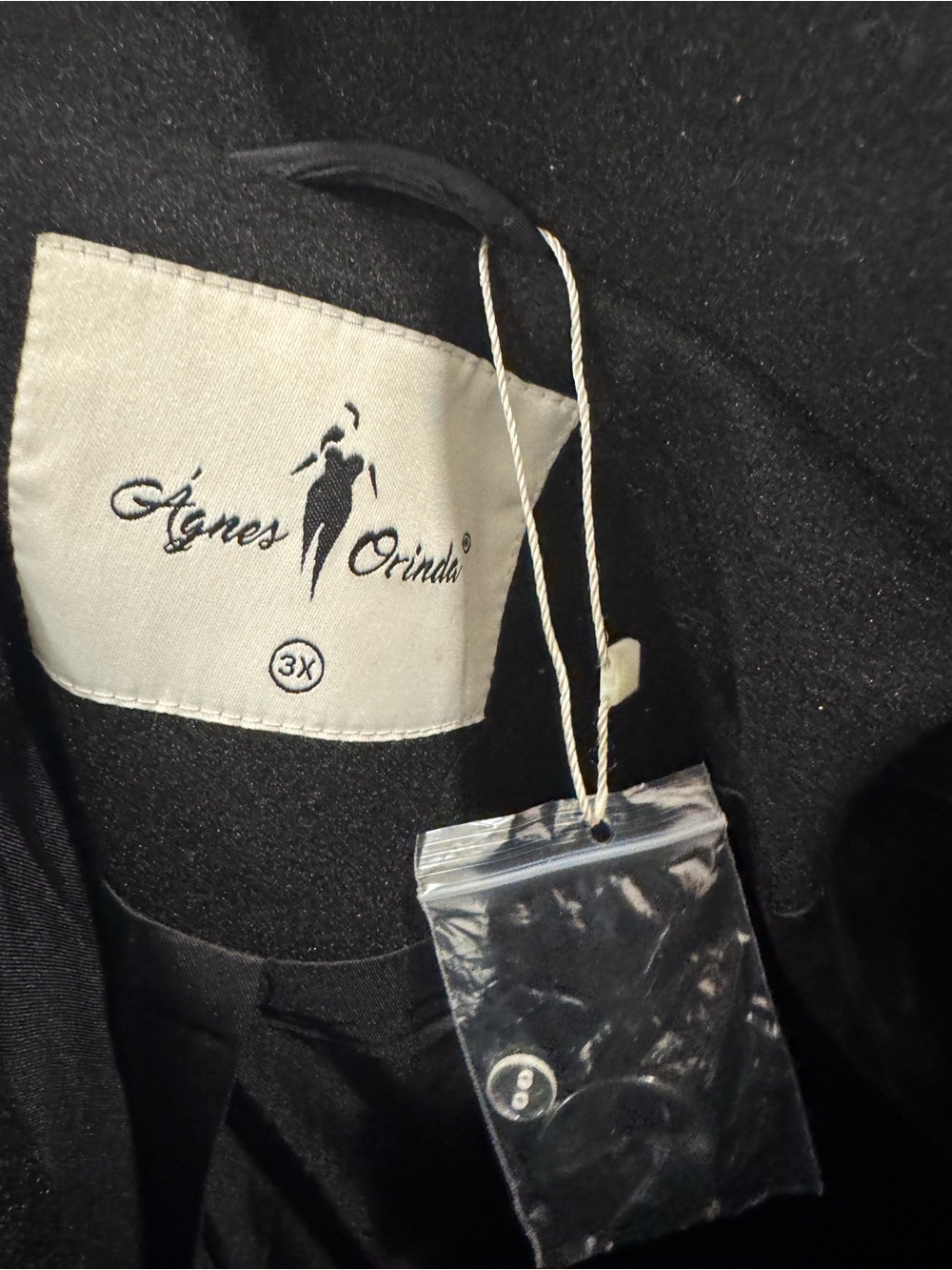 Women's Black Pea Coat - 3X